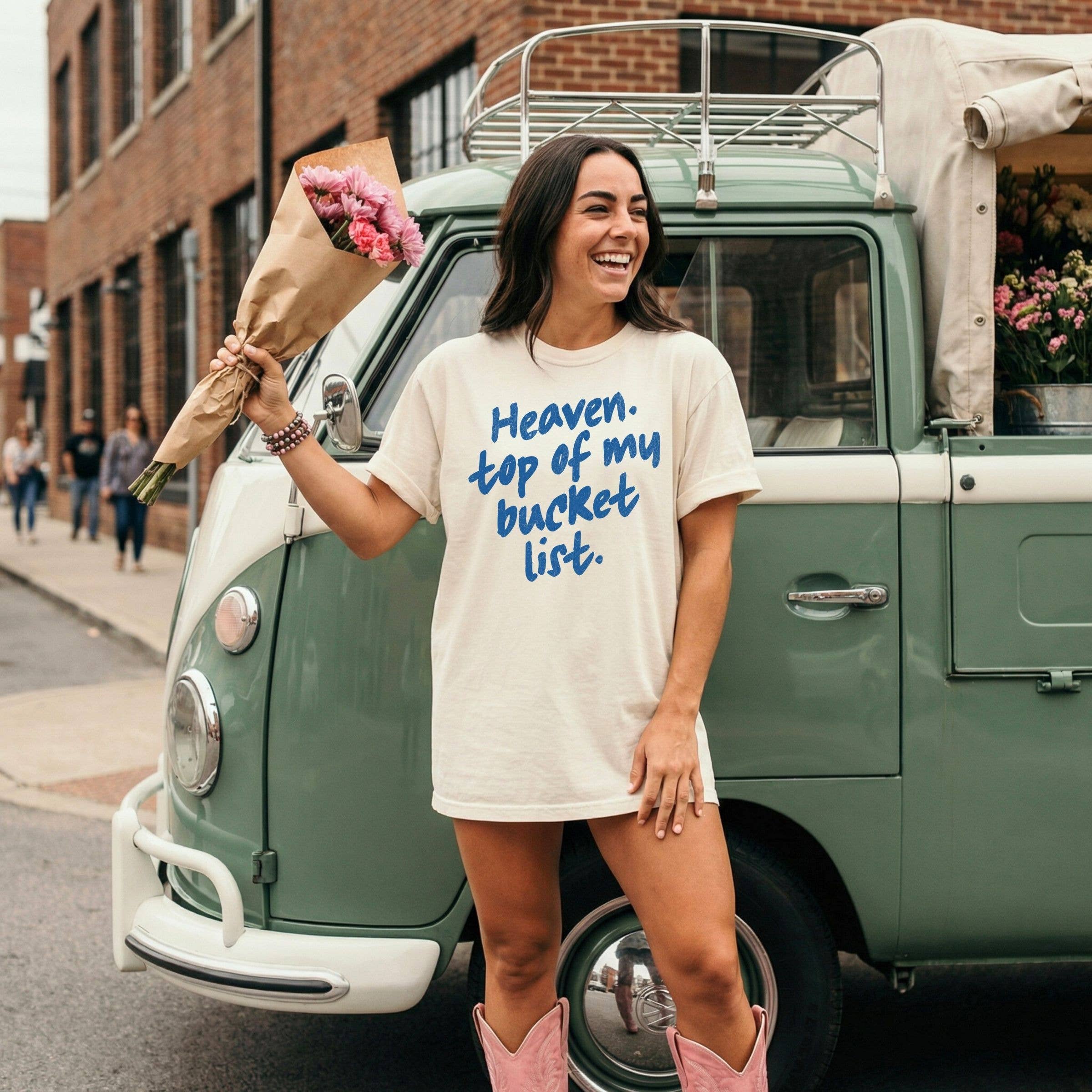 Heaven Top of My Bucket List Blue Graphic Tee - Western