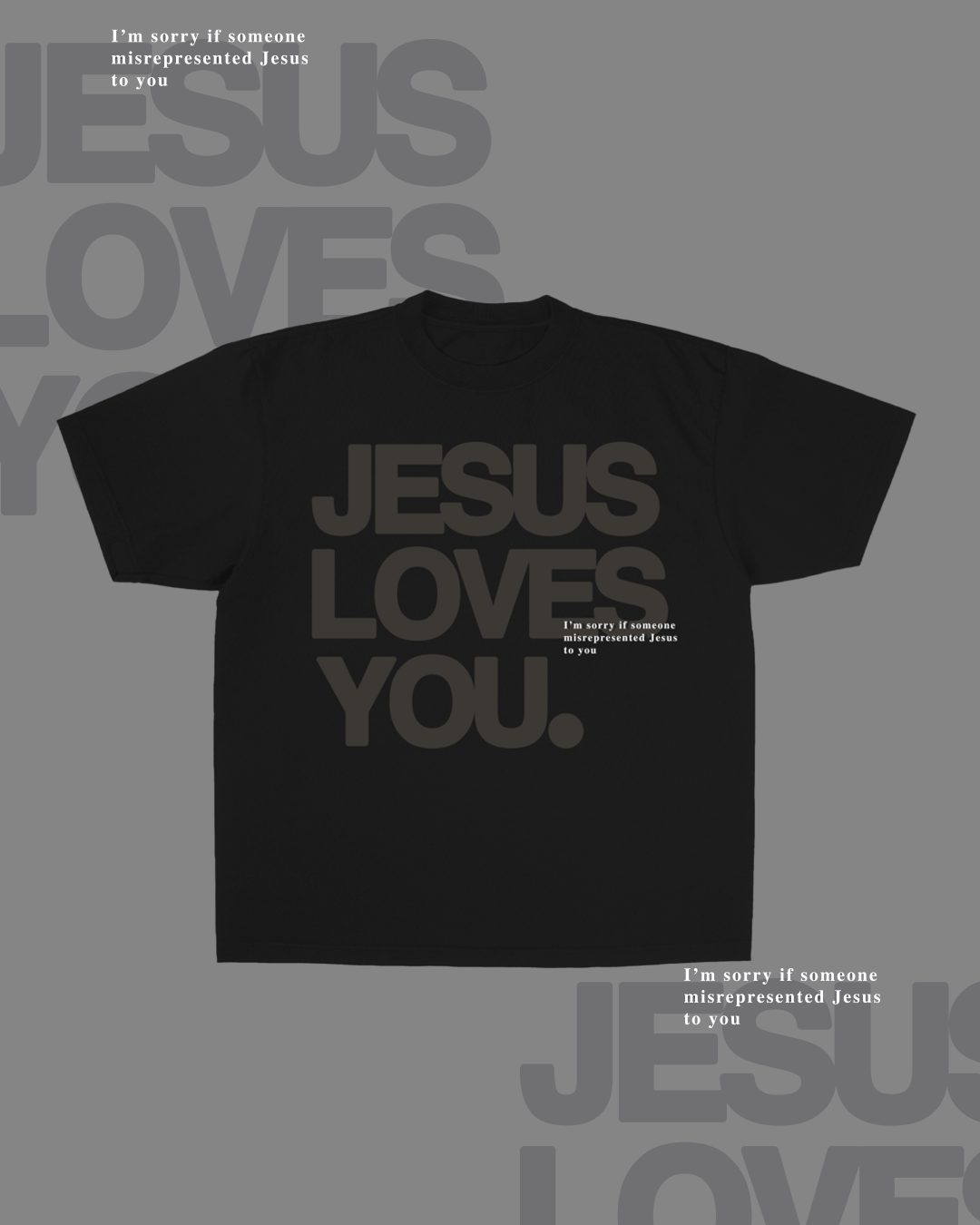 Monochrome “I’m Sorry” Tee — Jet Black