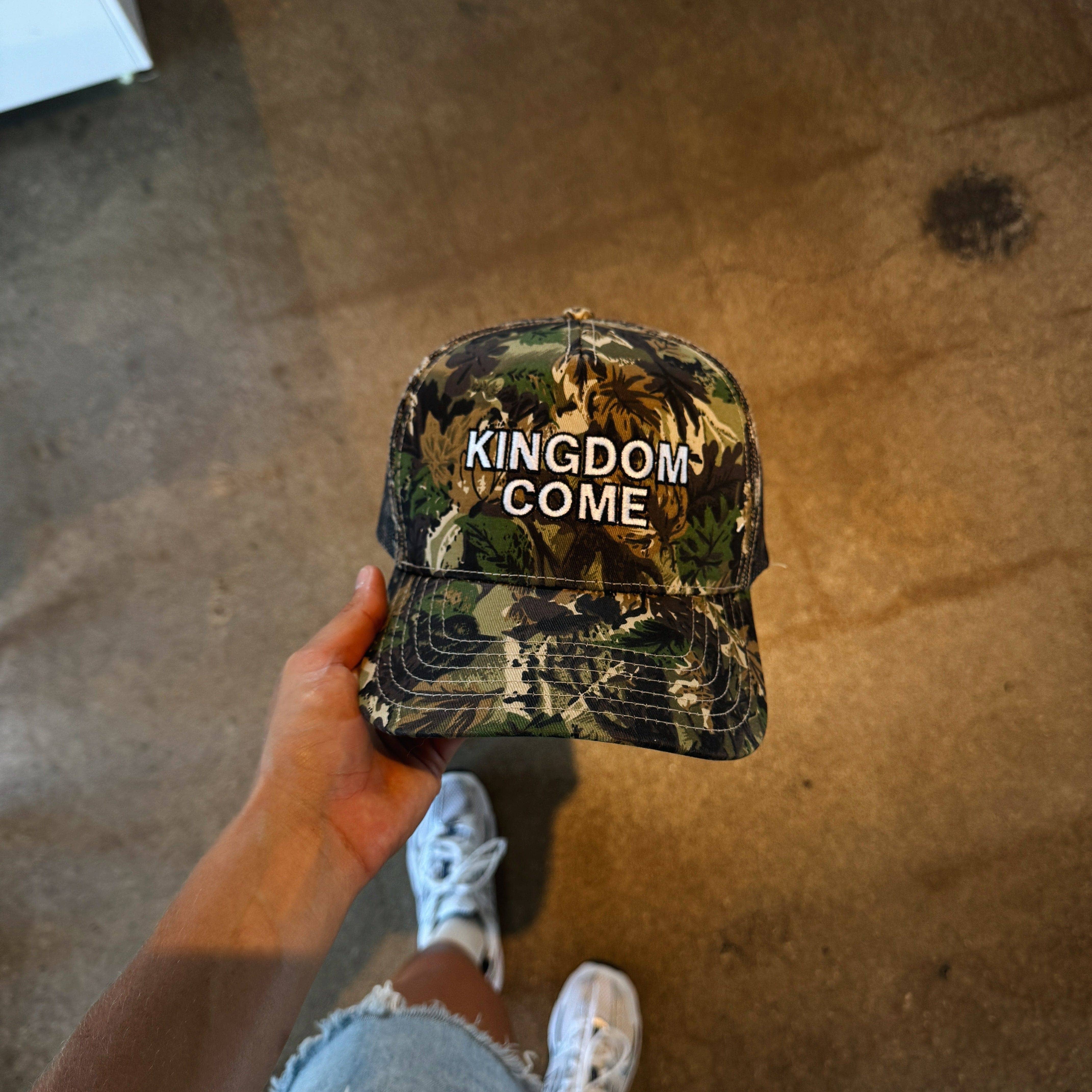 "KINGDOM COME" EMBROIDERED TRUCKER HAT | CAMO