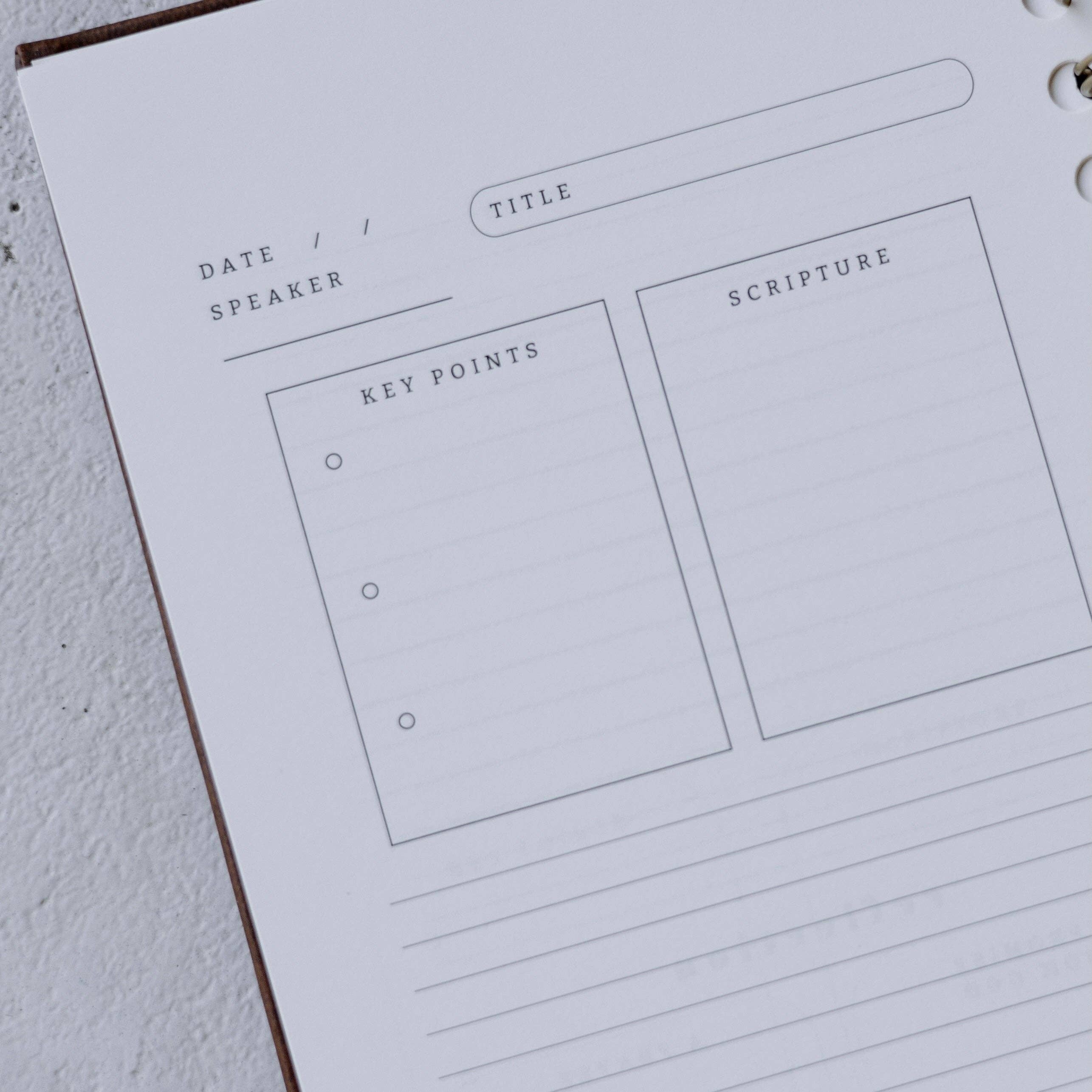 Church Notes Journal - Black Leatherette