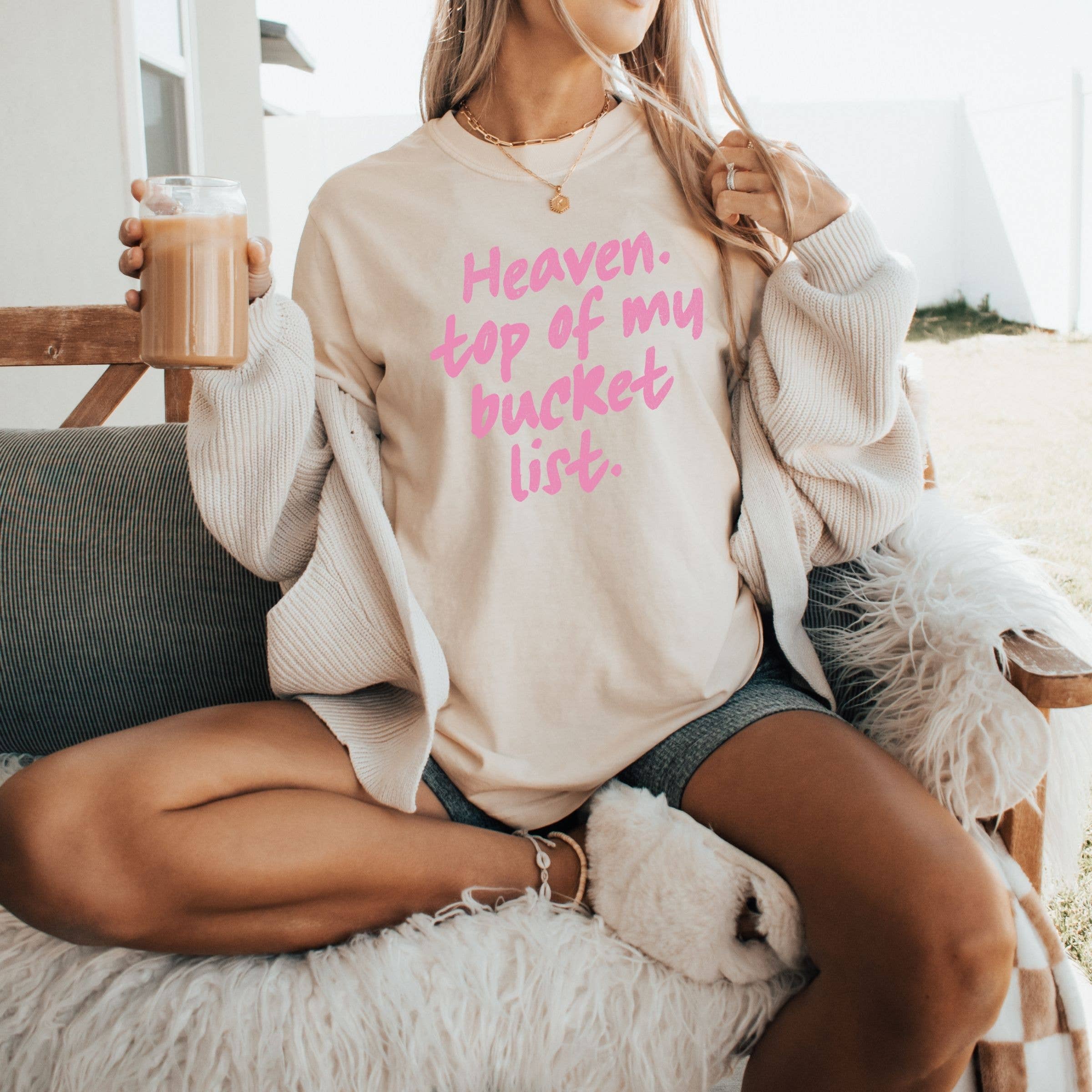 Heaven Top of My Bucket List Pink Graphic Tee - Western