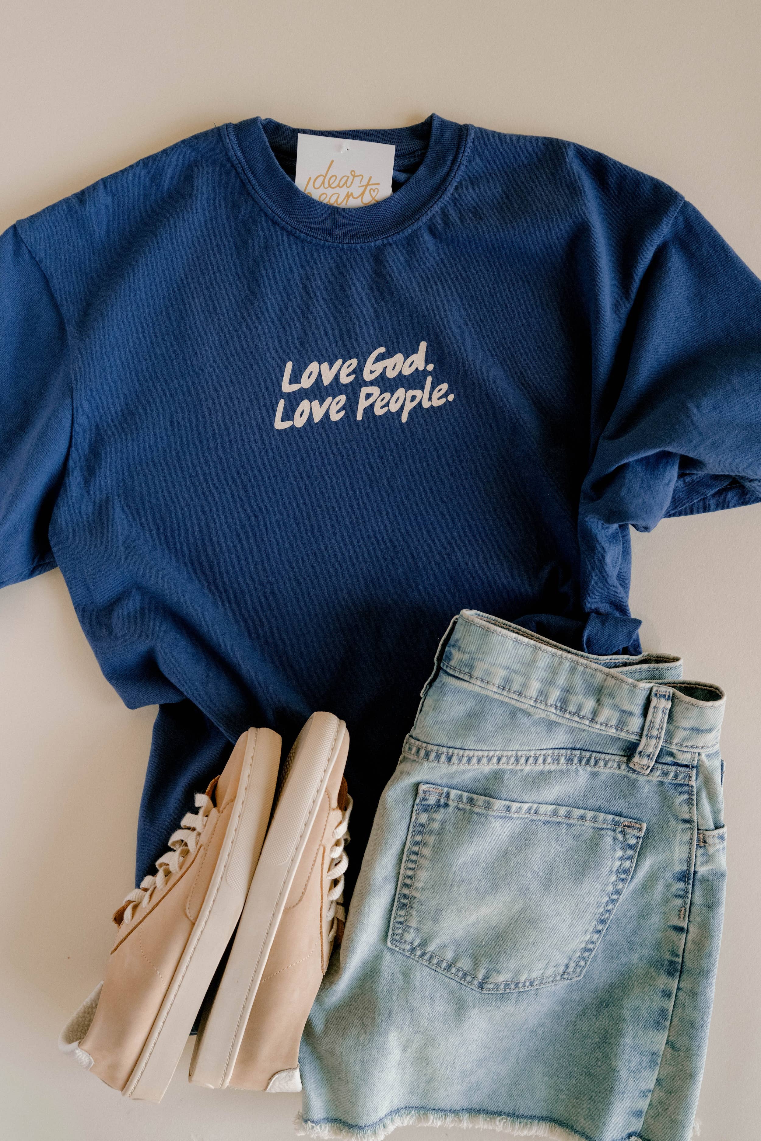Love God Love People Tee — Classic Blue