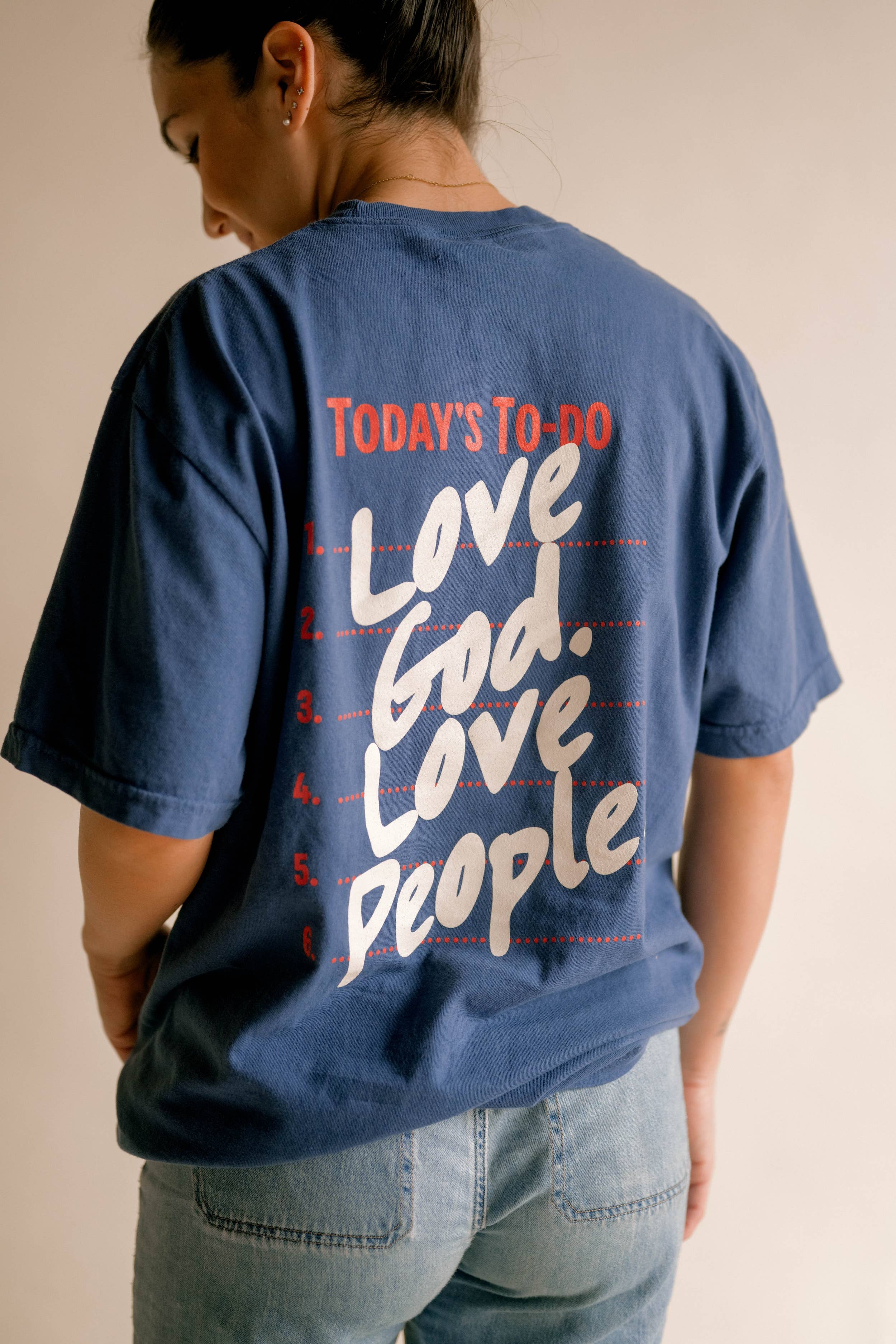 Love God Love People Tee — Classic Blue