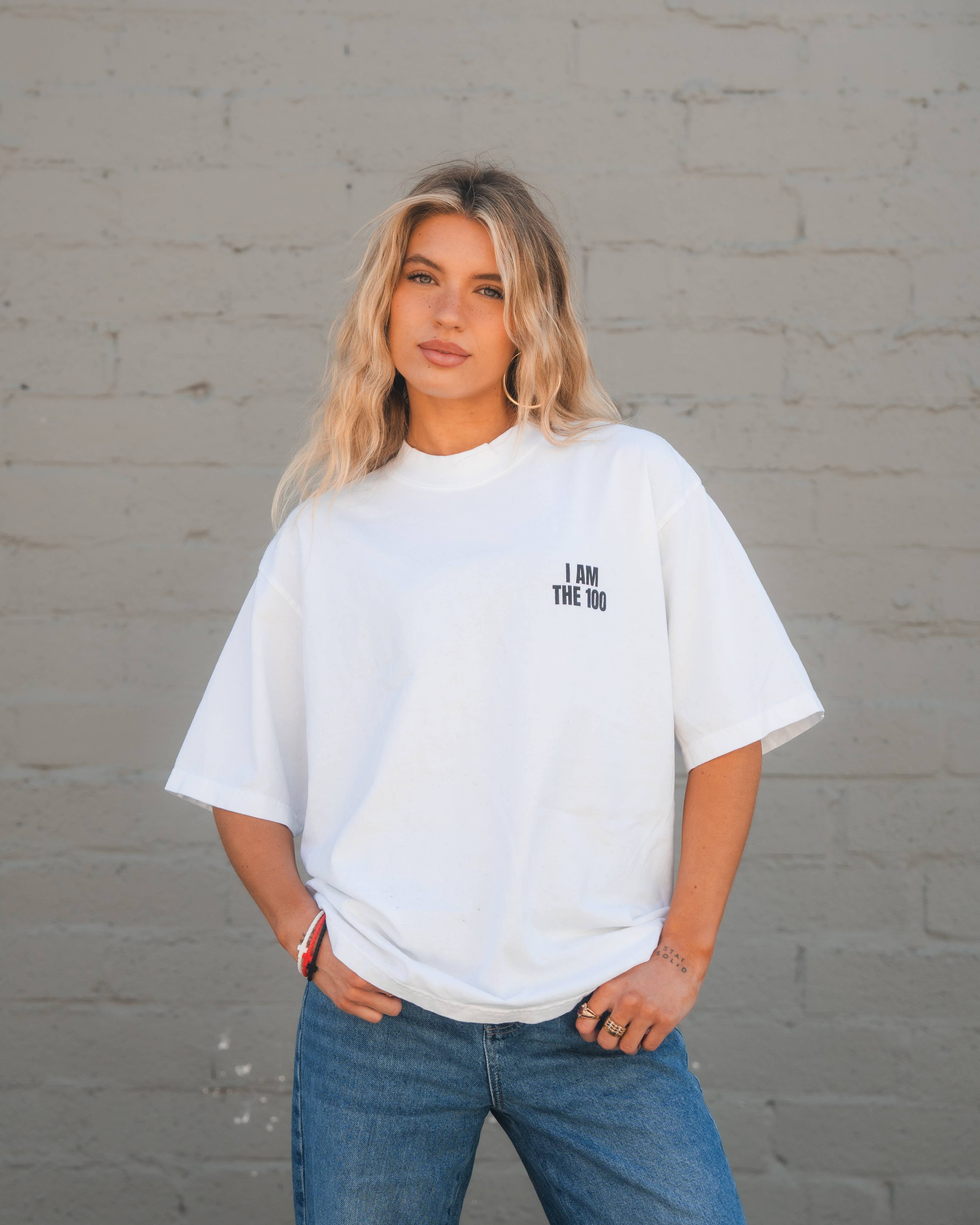 I AM THE 100 White Tee