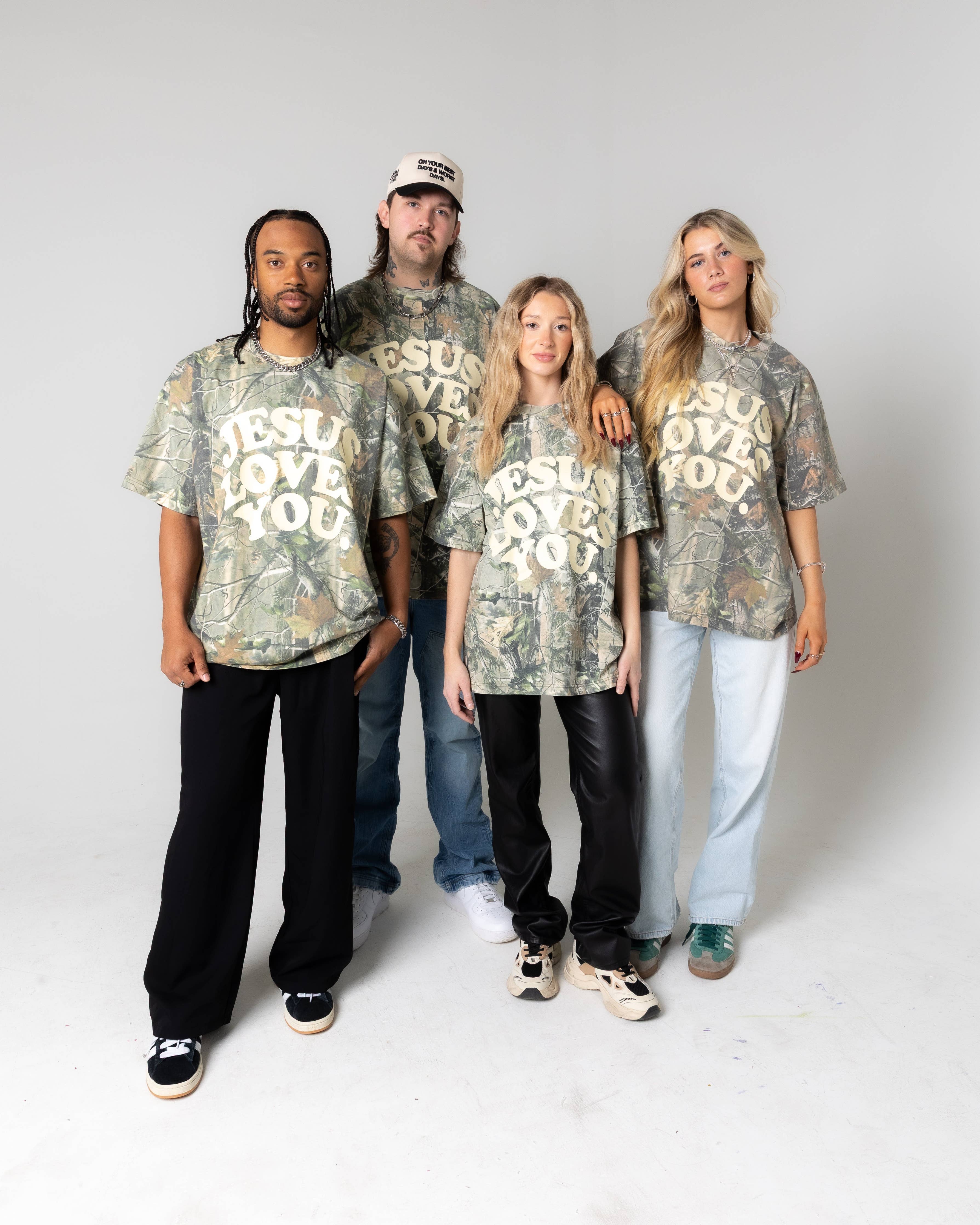 Jesus Loves You Heavyweight Camo Tee — Oversized