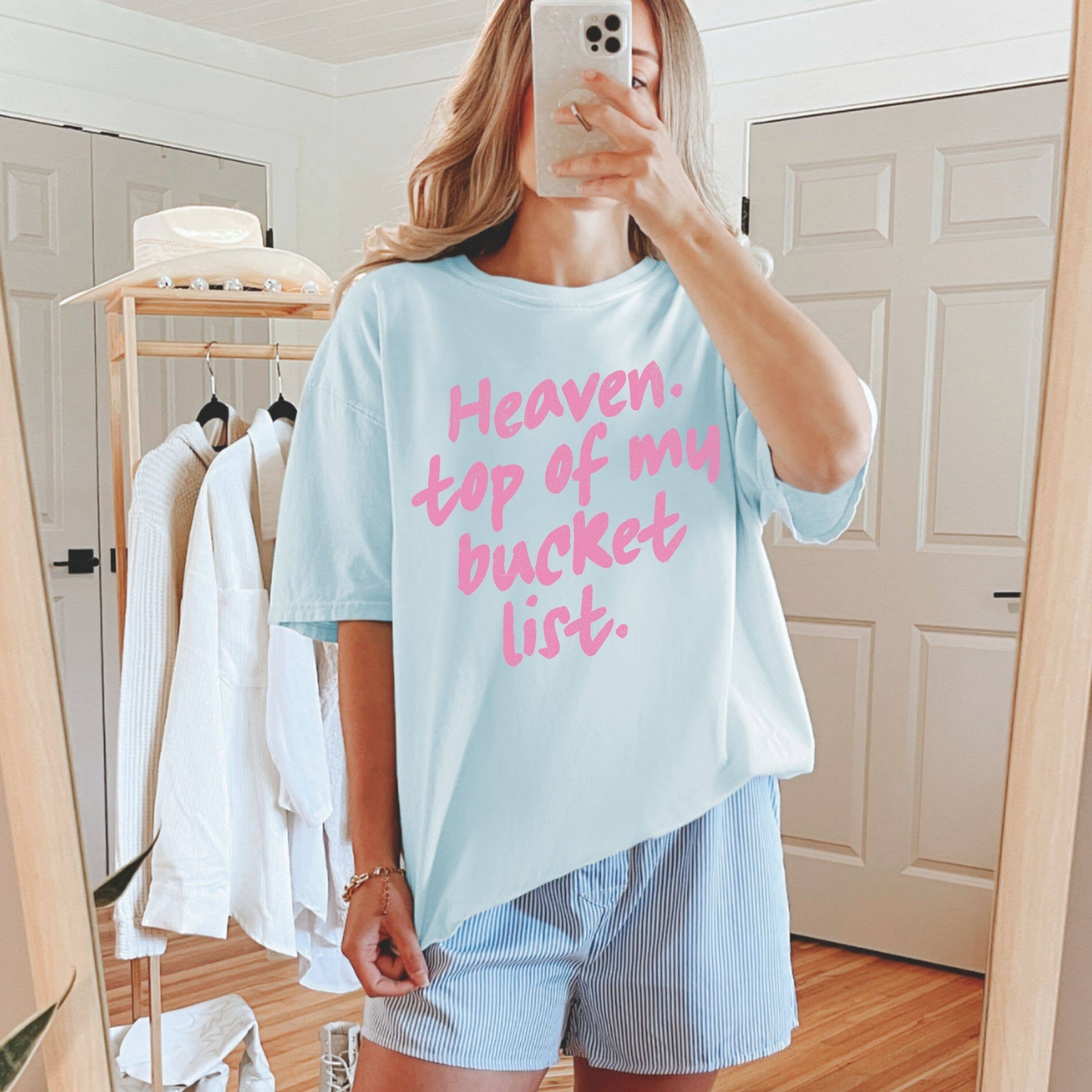 Heaven Top of My Bucket List Pink Graphic Tee - Western