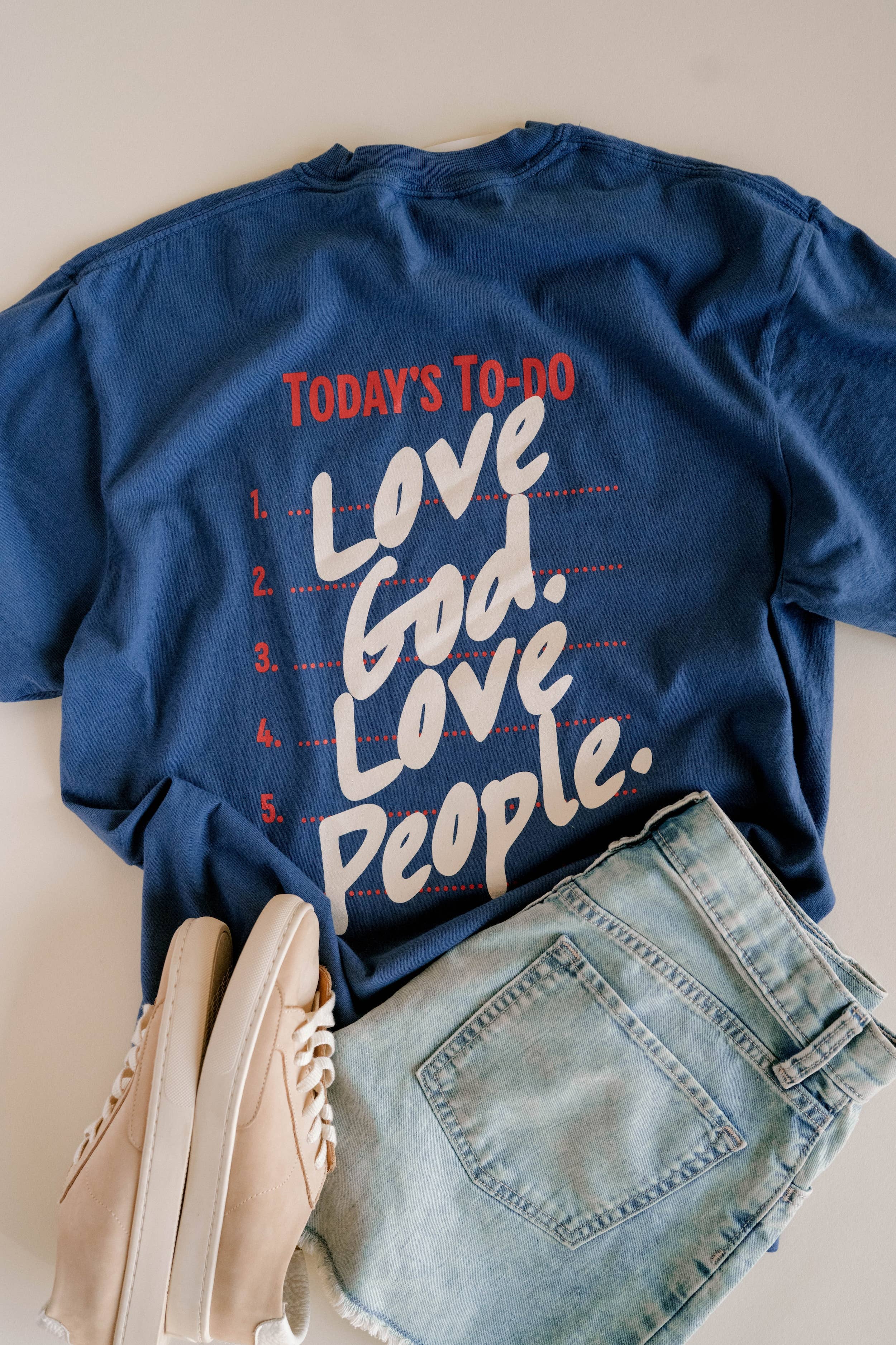 Love God Love People Tee — Classic Blue